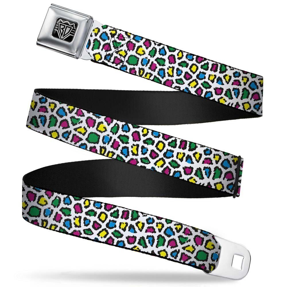 4459 Seatbelt Belt - Leopard White/Multi Color - 1.0" Wide - 20-36 Inches